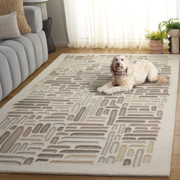 Safavieh Ebony Hand-tufted Area Rug – Luxurious Wool & Cotton Blend, Elegant Design For Cozy Home Décor Beige ,Ivory 80% Wool 20% Cotton Ebn850b-6