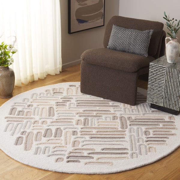 Safavieh Ebony Hand-tufted Area Rug – Luxurious Wool & Cotton Blend, Elegant Design For Cozy Home Décor Beige ,Ivory 80% Wool 20% Cotton Ebn850b-6