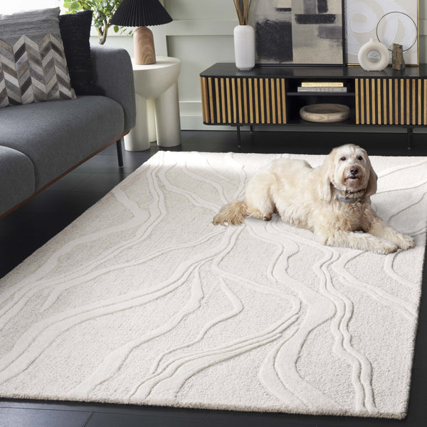 Safavieh Ebony Hand-tufted Area Rug – 5' X 8' Grey Ivory Wool-cotton Blend For Luxurious Home Décor Grey ,Ivory 80% Wool 20% Cotton Ebn852f-5