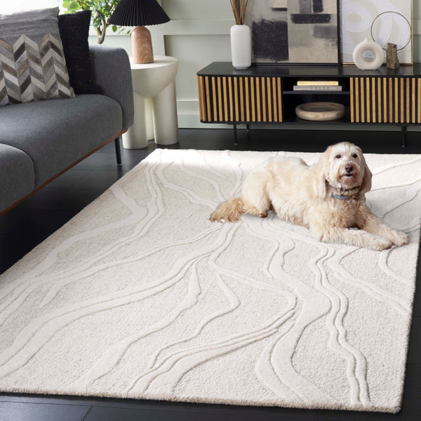 Safavieh Ebony Handcrafted Area Rug - Luxurious Wool & Cotton Blend, Elegant Home Décor, Timeless Style Grey ,Ivory 80% Wool 20% Cotton Ebn852f-6