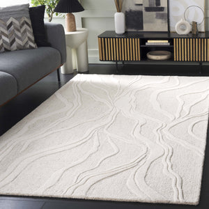 Safavieh Ebony Hand-tufted Area Rug – 5' X 8' Grey Ivory Wool-cotton Blend For Luxurious Home Décor Grey ,Ivory 80% Wool 20% Cotton Ebn852f-5