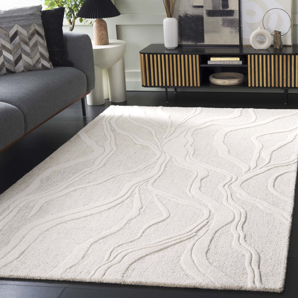 Safavieh Ebony Hand-tufted Area Rug – 5' X 8' Grey Ivory Wool-cotton Blend For Luxurious Home Décor Grey ,Ivory 80% Wool 20% Cotton Ebn852f-5