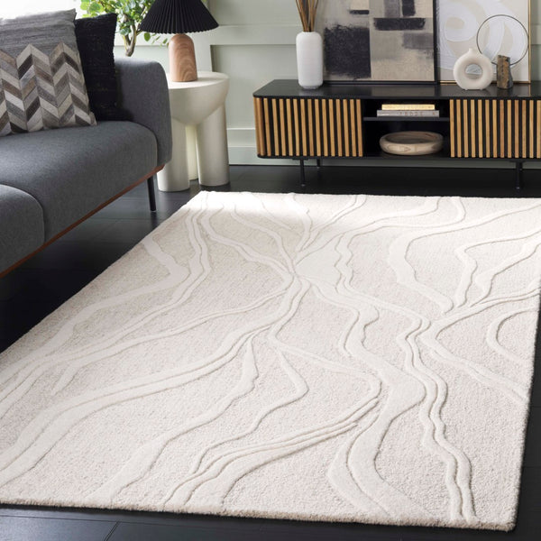 Safavieh Ebony Handcrafted Area Rug - Luxurious Wool & Cotton Blend, Elegant Home Décor, Timeless Style Grey ,Ivory 80% Wool 20% Cotton Ebn852f-6