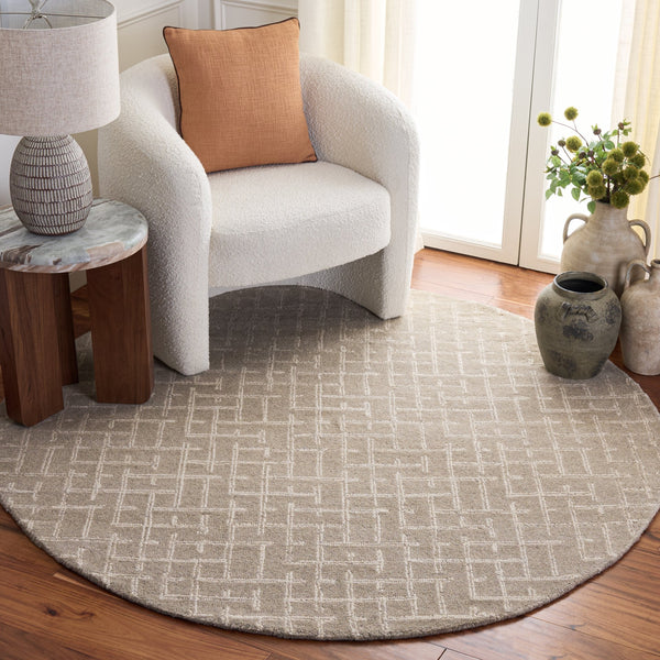 Safavieh Ebony Hand-Tufted Grey Wool-Cotton Rug 5X8 Low Pile Geometric Modern Area Accent For Living Room 6'-0" x 9'-0" EBN855F-6