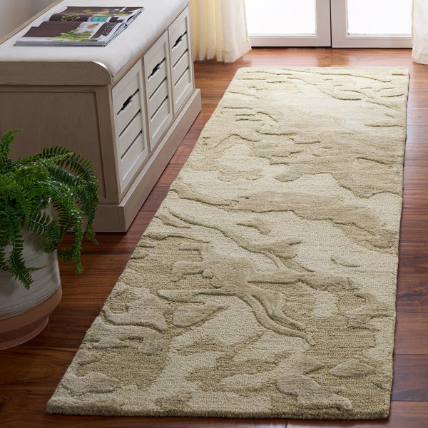 Safavieh Ebony Hand-Tufted Green Wool-Cotton Rug — Minimalist Solid Design, Low-Profile 0.5" Pile For Elegance And Comfort 8'-0" x 10'-0" EBN856Y-8