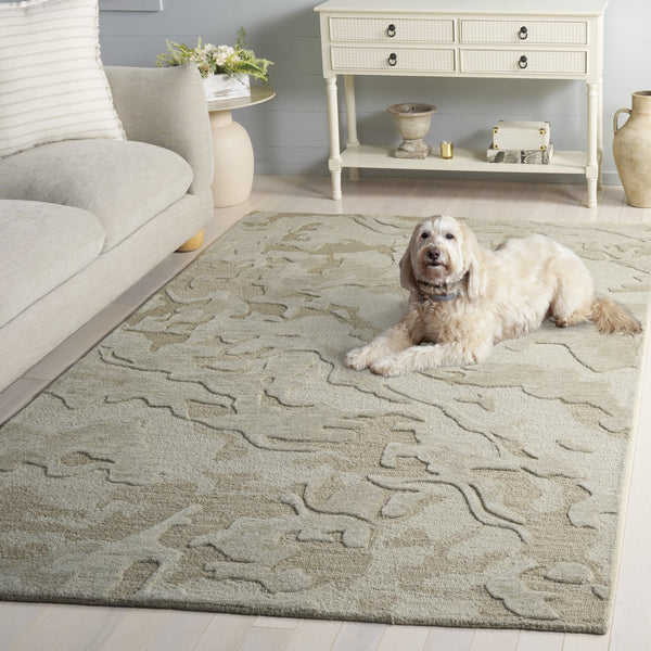 Safavieh Ebony Hand-Tufted Green Square Rug — Wool-Cotton Blend, Low Pile, Minimalist Contemporary Accent 6'-0" x 6'-0" EBN856Y-6SQ