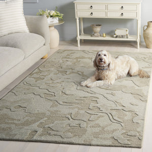 Safavieh Ebony Hand‑Tufted Green Wool-Cotton Rug — Minimalist Low‑Pile Accent For Small Spaces, Durable Comfort 3'-0" x 5'-0" EBN856Y-3
