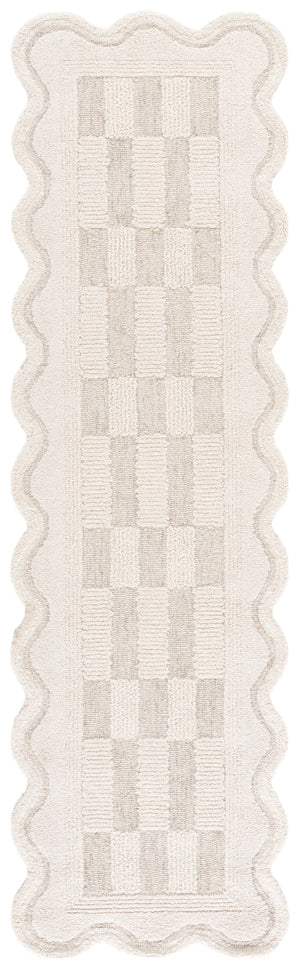 Safavieh Ebony Hand-Tufted Beige Ivory Wool-Cotton Rug, Low-Profile Checkered Modern Design For Living Spaces 8'-0" x 10'-0" EBN857B-810S