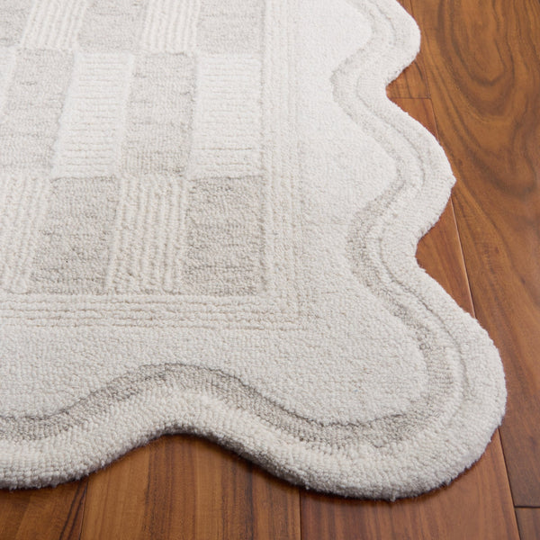 Safavieh Ebony Hand-Tufted Beige Ivory Wool-Cotton Rug, Low-Profile Checkered Modern Design For Living Spaces 8'-0" x 10'-0" EBN857B-810S