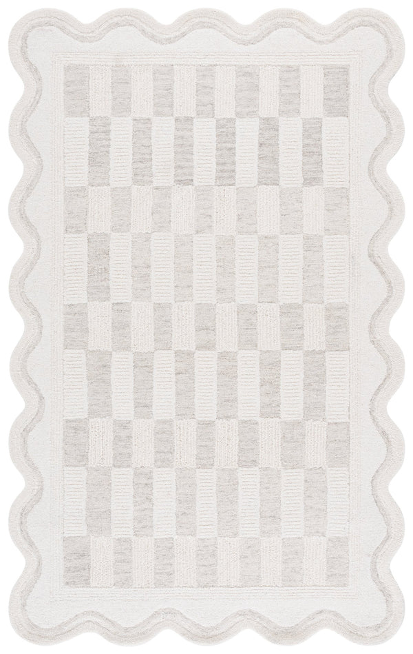 Safavieh Ebony Hand-Tufted Beige Ivory Wool-Cotton Rug, Low-Profile Checkered Modern Design For Living Spaces 8'-0" x 10'-0" EBN857B-810S