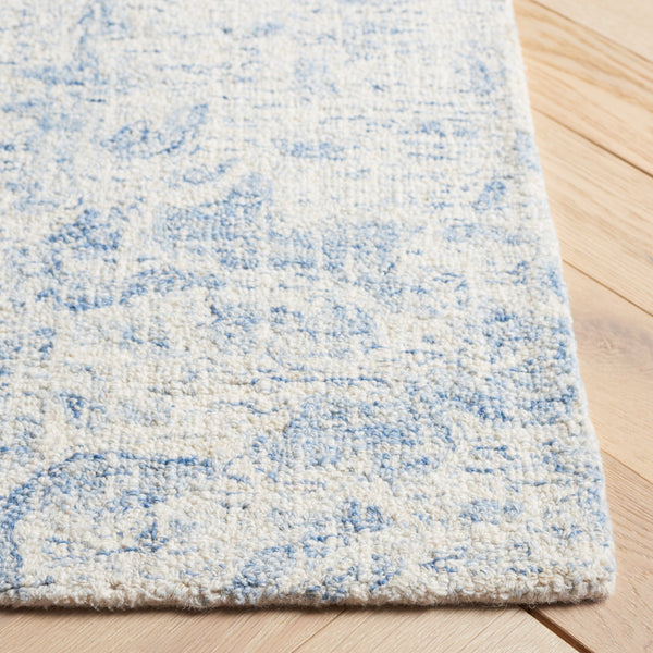 Safavieh Ebony Modern Hand-tufted Area Rug - Luxurious Wool And Cotton Blend With Abstract Blue Design Ivory ,Blue 80% Wool,20% Cotton Ebn904a-8