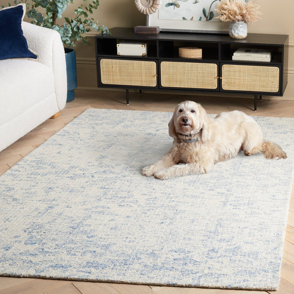 Safavieh Ebony Hand-tufted 5' X 8' Area Rug In Ivory & Blue – Elegant Abstract Design For Any Space Ivory ,Blue 80% Wool,20% Cotton Ebn904a-5