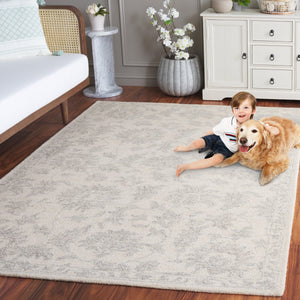 Safavieh Ebony Hand-tufted Area Rug: Luxurious Wool Blend With Intricate Grey Patterns For Elegant Living Spaces Ivory ,Grey 80% Wool,20% Cotton Ebn905a-5