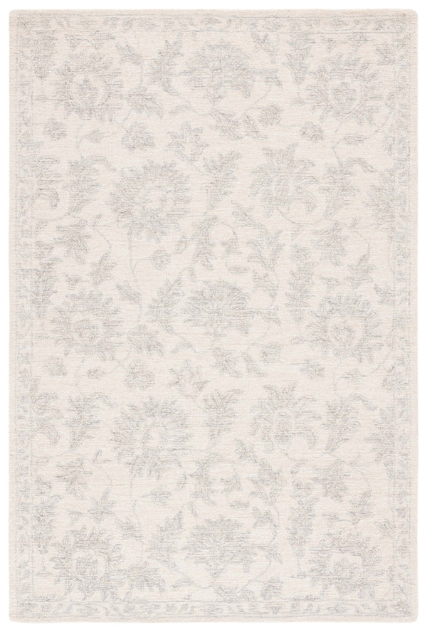 Safavieh Ebony Hand-tufted Area Rug: Luxurious Wool Blend With Intricate Grey Patterns For Elegant Living Spaces Ivory ,Grey 80% Wool,20% Cotton Ebn905a-5