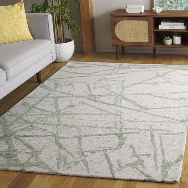 Safavieh Ebony Modern Hand-tufted Area Rug – Elegant Wool-cotton Blend For Stylish Home Décor & Comfort Ivory ,Light Green 80% Wool,20% Cotton Ebn913y-6