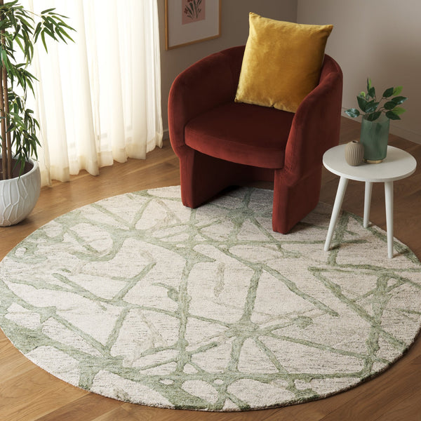 Safavieh Ebony Modern Hand-tufted Area Rug – Elegant Wool-cotton Blend For Stylish Home Décor & Comfort Ivory ,Light Green 80% Wool,20% Cotton Ebn913y-6