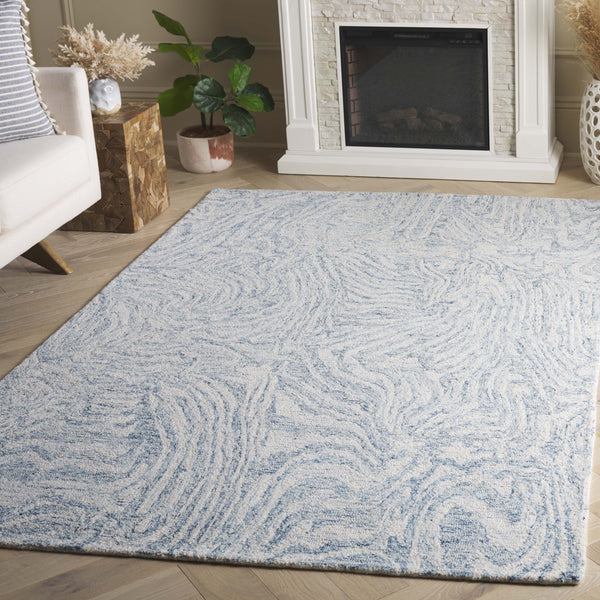 Safavieh Ebony Modern Hand Tufted Area Rug - Luxurious Wool & Cotton Blend For Stylish Contemporary Decor Ivory ,Light Blue 80% Wool,20% Cotton Ebn917l-4