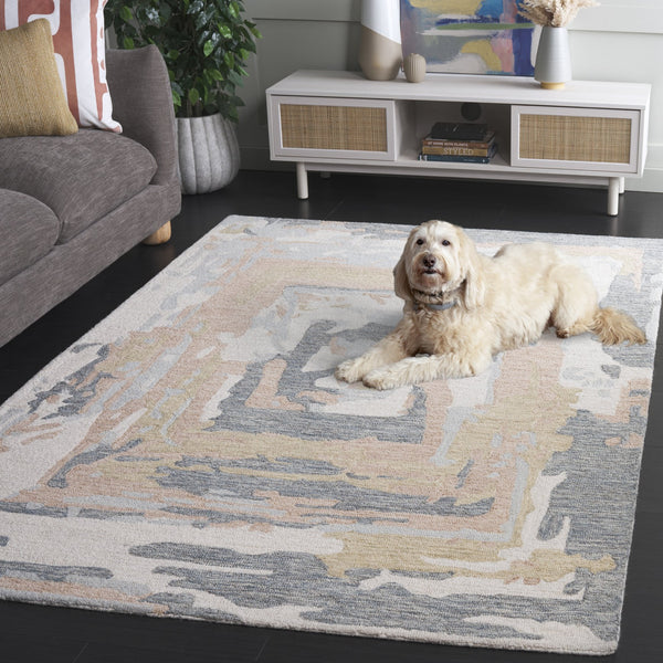 Safavieh Ebony Hand-tufted Modern Runner Rug - Luxurious Grey And Ivory Design For Elegant Interiors Grey ,Ivory 80% Wool,20% Cotton Ebn924f-5