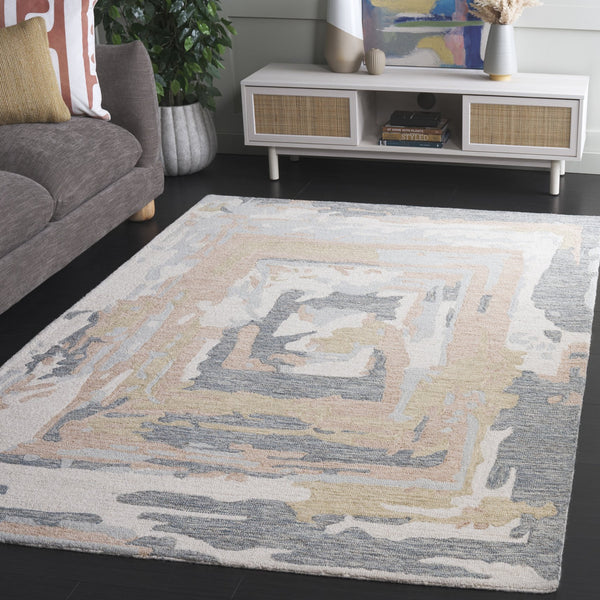 Safavieh Ebony Hand-tufted Modern Runner Rug - Luxurious Grey And Ivory Design For Elegant Interiors Grey ,Ivory 80% Wool,20% Cotton Ebn924f-5