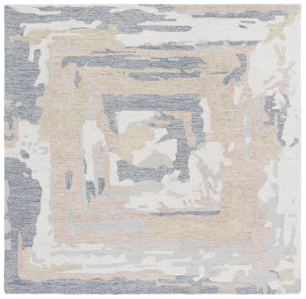 Safavieh Ebony Hand-tufted Modern Runner Rug - Luxurious Grey And Ivory Design For Elegant Interiors Grey ,Ivory 80% Wool,20% Cotton Ebn924f-6sq