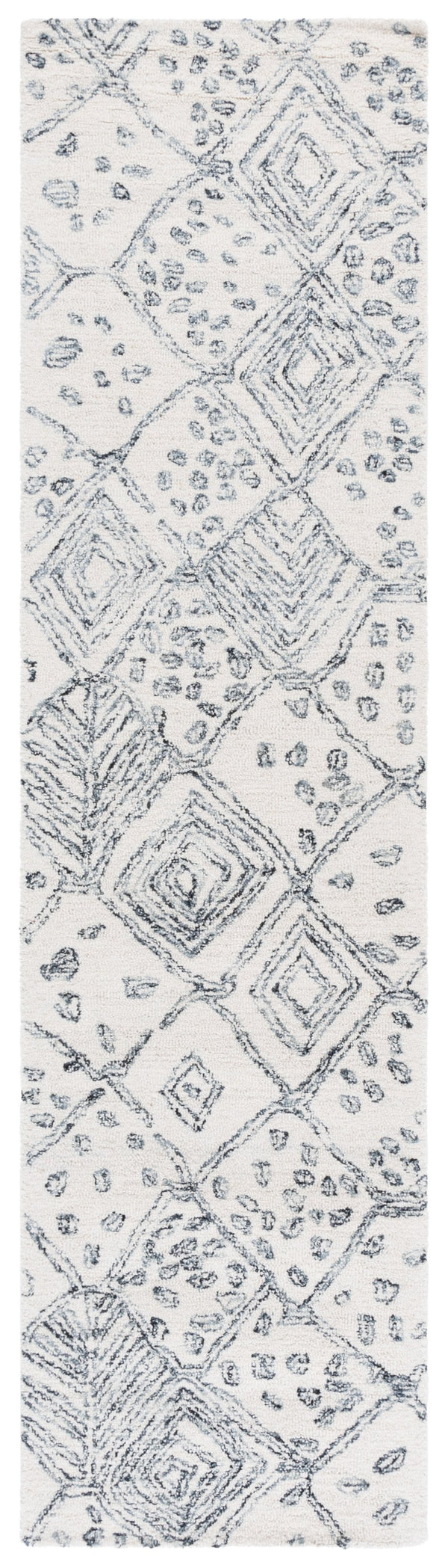 Safavieh Ebony Hand-tufted Runner Rug - Luxurious Wool & Cotton Blend, Modern Ivory And Grey Design, India Ivory ,Grey 80% Wool,20% Cotton Ebn929a-29