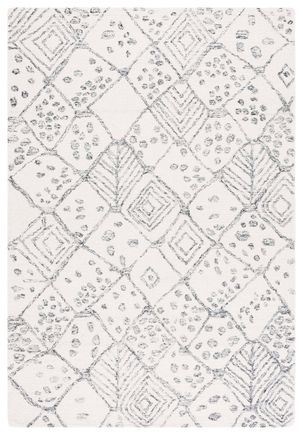 Safavieh Ebony Hand-tufted Runner Rug - Luxurious Wool & Cotton Blend, Modern Ivory And Grey Design, India Ivory ,Grey 80% Wool,20% Cotton Ebn929a-5