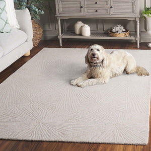 Safavieh Ebony Elegant Hand-tufted Area Rug With Subtle Geometric Pattern For A Modern Home Aesthetic Ivory 80% Wool,20% Cotton Ebn930a-5