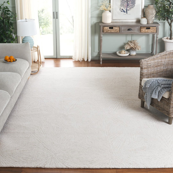 Safavieh Ebony Hand-tufted Area Rug - Luxurious Wool & Cotton Blend With Starburst Motifs For Modern Elegance Ivory 80% Wool,20% Cotton Ebn930a-3