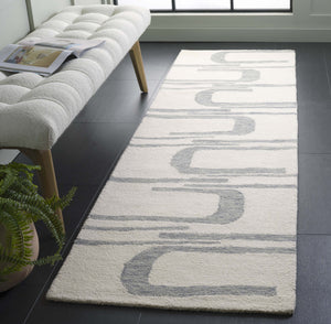 Safavieh Ebony Handcrafted Runner Area Rug - Luxurious Wool And Cotton Blend For Elegant Home Décor Ivory ,Blue 80% Wool 20% Cotton Ebn951m-28