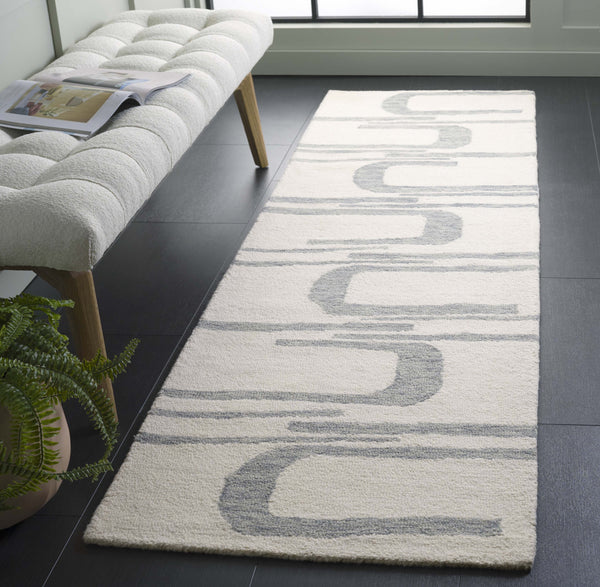 Safavieh Ebony Handcrafted Runner Area Rug - Luxurious Wool And Cotton Blend For Elegant Home Décor Ivory ,Blue 80% Wool 20% Cotton Ebn951m-28