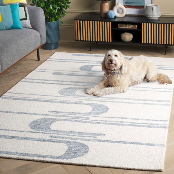 Safavieh Ebony Hand-tufted Area Rug - Elegant Indian Craftsmanship Blending Comfort And Timeless Style Ivory ,Blue 80% Wool 20% Cotton Ebn951m-6