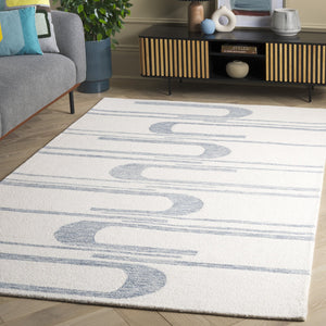 Safavieh Ebony Handcrafted Runner Area Rug - Luxurious Wool And Cotton Blend For Elegant Home Décor Ivory ,Blue 80% Wool 20% Cotton Ebn951m-5