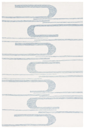 Safavieh Ebony Handcrafted Runner Area Rug - Luxurious Wool And Cotton Blend For Elegant Home Décor Ivory ,Blue 80% Wool 20% Cotton Ebn951m-5