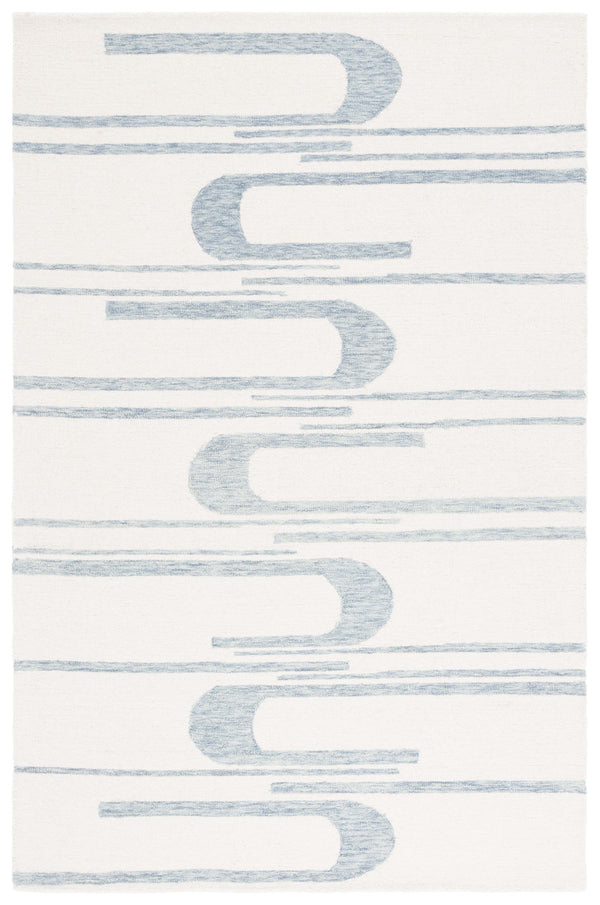 Safavieh Ebony Handcrafted Runner Area Rug - Luxurious Wool And Cotton Blend For Elegant Home Décor Ivory ,Blue 80% Wool 20% Cotton Ebn951m-5