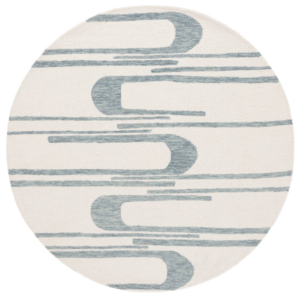 Safavieh Ebony Hand-tufted Area Rug - Elegant Indian Craftsmanship Blending Comfort And Timeless Style Ivory ,Blue 80% Wool 20% Cotton Ebn951m-6