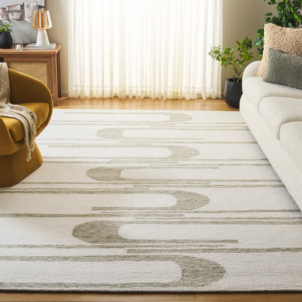 Safavieh Ebony Hand-tufted Area Rug - Elegant Indian Craftsmanship Blending Comfort And Timeless Style Ivory ,Green 80% Wool 20% Cotton Ebn951y-6