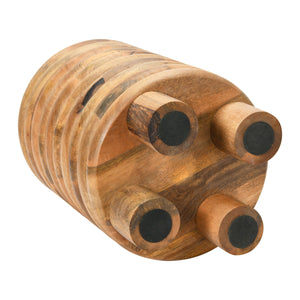 Rowena Interiors Mango Wood Sculptural Stool and Side Table Lathe Turned Solid Natural Finish Retro EC0693