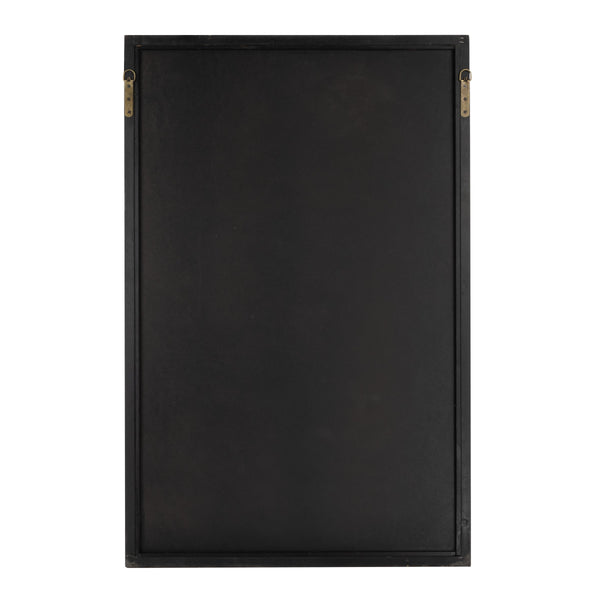 Rowena Interiors Geometric Art Deco Wood Frame Rectangular Wall Mirror with Angular Layered Detail Black EC1570