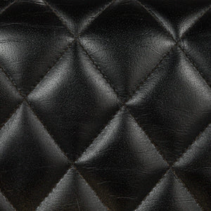 Rowena Interiors Diamond-Stitched Genuine Leather Upholstered Bench with Solid Mango Wood Legs for Entryway Black EC1657