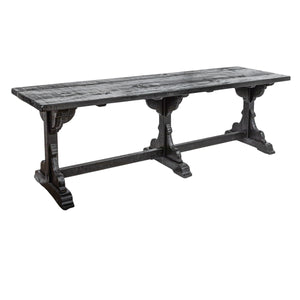 Rowena Interiors Reclaimed Pine Trestle Dining Table Seats Eight with Satin Black Farmhouse Finish EC1691