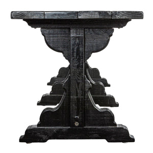 Rowena Interiors Reclaimed Pine Trestle Dining Table Seats Eight with Satin Black Farmhouse Finish EC1691
