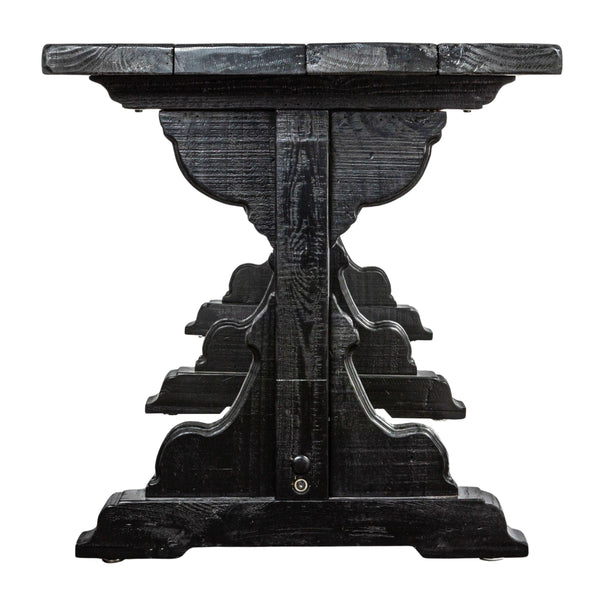 Rowena Interiors Reclaimed Pine Trestle Dining Table Seats Eight with Satin Black Farmhouse Finish EC1691