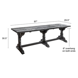 Rowena Interiors Reclaimed Pine Trestle Dining Table Seats Eight with Satin Black Farmhouse Finish EC1691