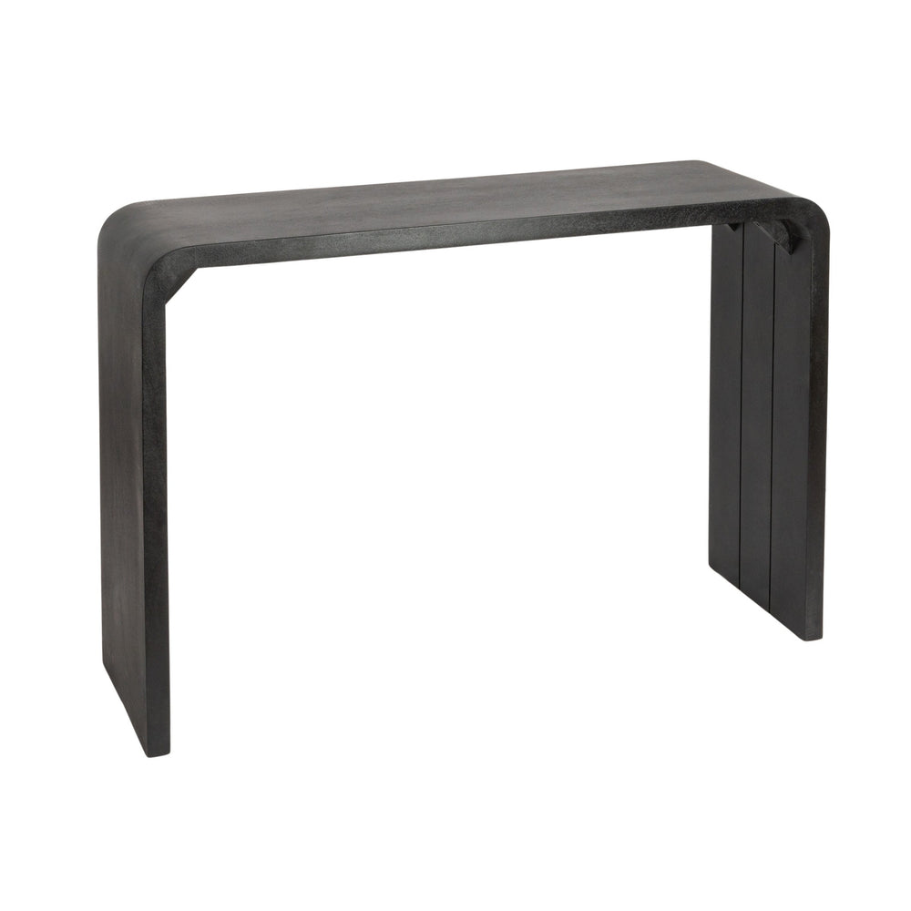Rowena Interiors Waterfall Edge Solid Mango Wood Console Table Slim Sculptural Entryway Accent Black EC1717