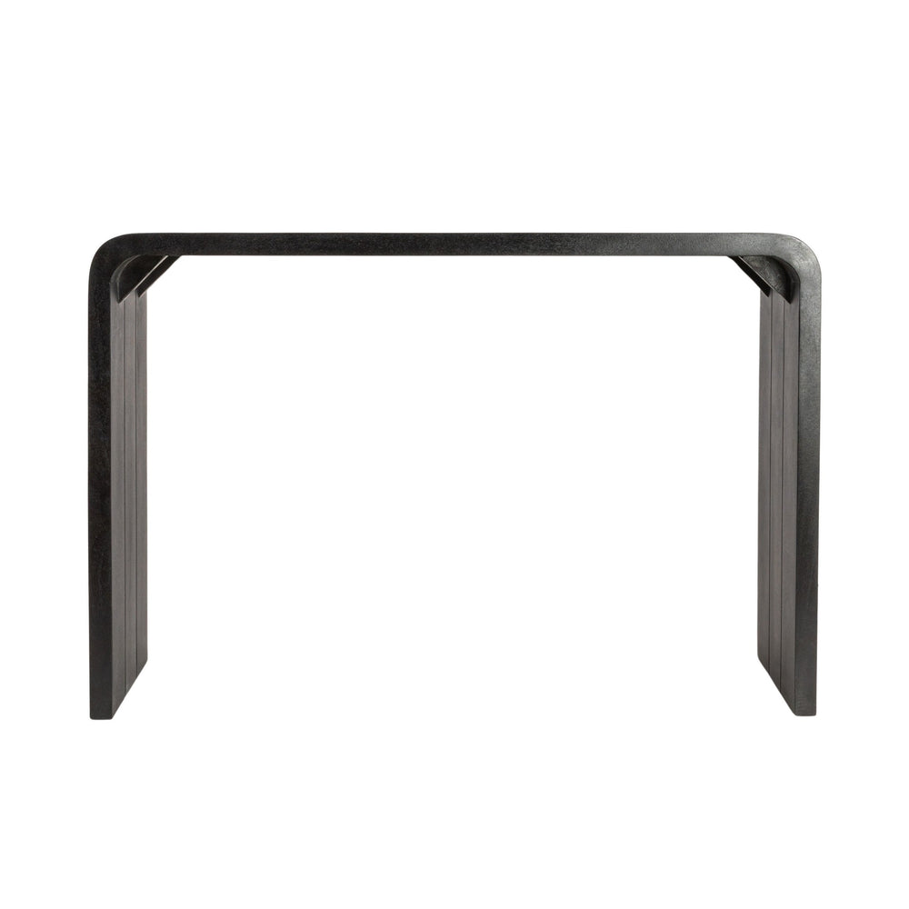 Rowena Interiors Waterfall Edge Solid Mango Wood Console Table Slim Sculptural Entryway Accent Black EC1717