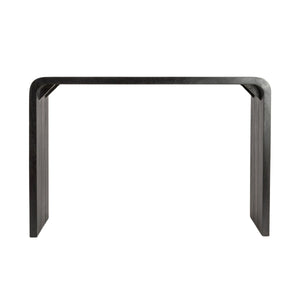Rowena Interiors Waterfall Edge Solid Mango Wood Console Table Slim Sculptural Entryway Accent Black EC1717