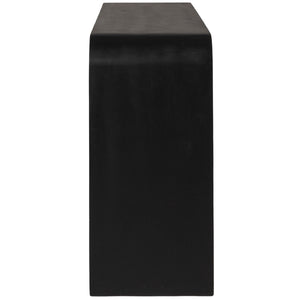 Rowena Interiors Waterfall Edge Solid Mango Wood Console Table Slim Sculptural Entryway Accent Black EC1717