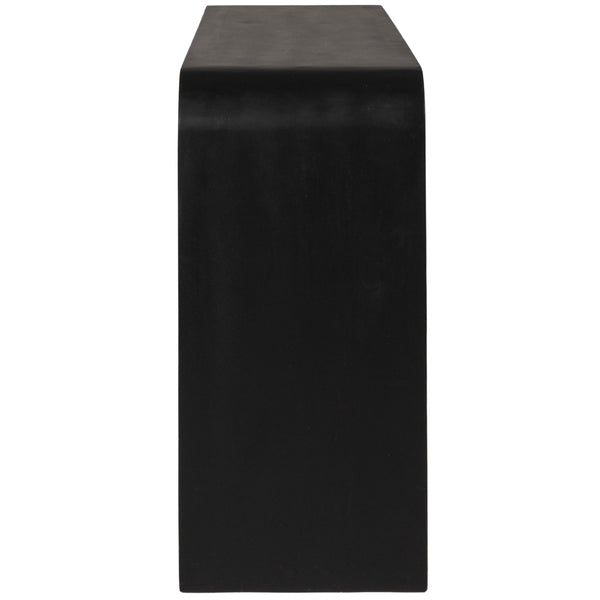 Rowena Interiors Waterfall Edge Solid Mango Wood Console Table Slim Sculptural Entryway Accent Black EC1717