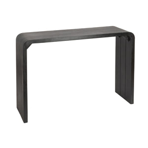 Rowena Interiors Waterfall Edge Solid Mango Wood Console Table Slim Sculptural Entryway Accent Black EC1717