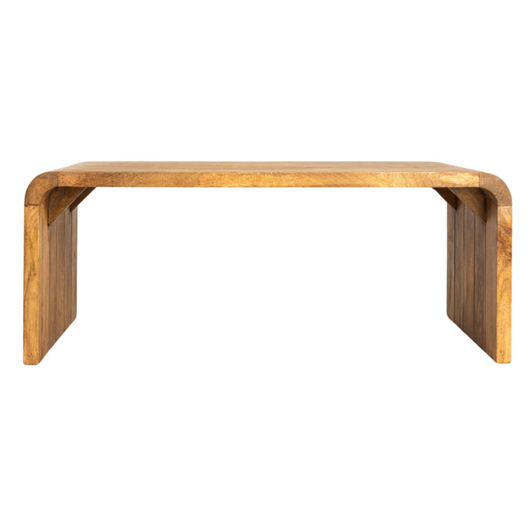 Rowena Interiors Waterfall Edge Solid Mango Wood Coffee Table Sculptural Grain Living Room Accent Natural EC1718